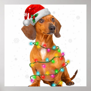 Dachshund Hundar Träd, julklappare, Julafton, gå Poster