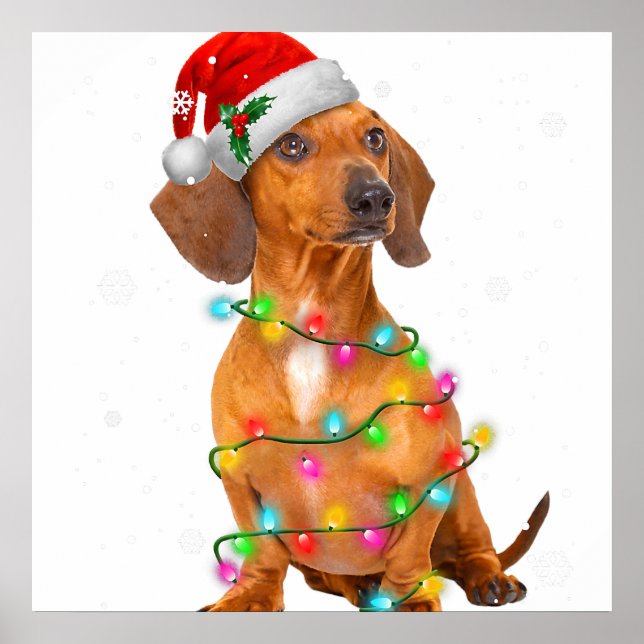 Dachshund Hundar Träd, julklappare, Julafton, gåvo Poster (Framsidan)
