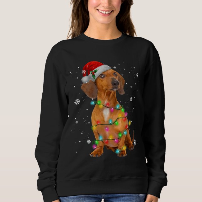 Dachshund Hundar Träd, julsötare Julafton för Pe T Shirt (Framsida)