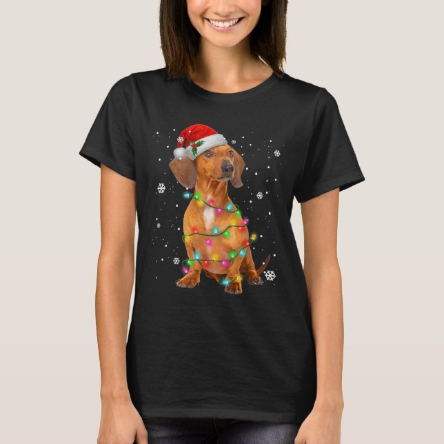 Dachshund Hundar Träd, julsötare Julafton för säll T Shirt (Framsida)