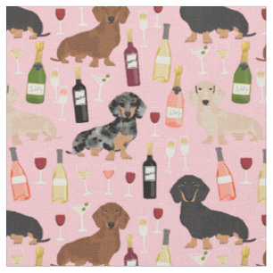 Dachshund hundar vin älskare rosa tyg