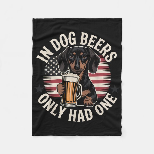 Dachshund Hundöl Amerikansk Flagga Roligt Present  Fleecefilt (Framsidan)