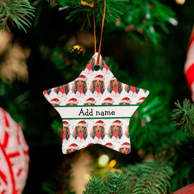 Dachshund Hundras Jul Julgransprydnad Keramik (Skapare uppladdad)