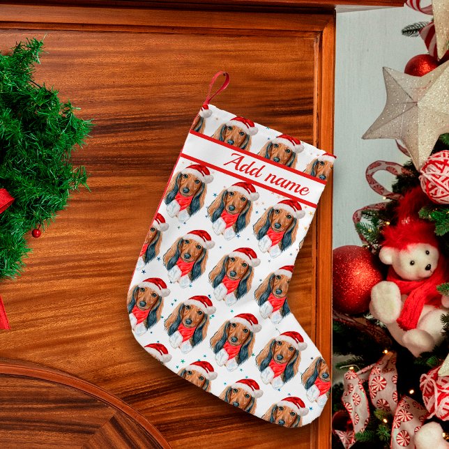 Dachshund Hundras Jul Liten Julstrumpa (Skapare uppladdad)