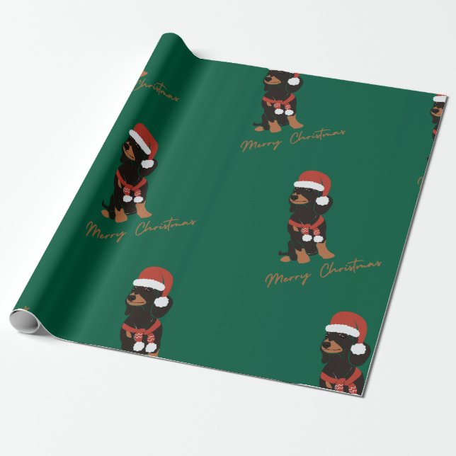 Dachshund husdjur jul Inpackningspapper Presentpapper (Utrullad)