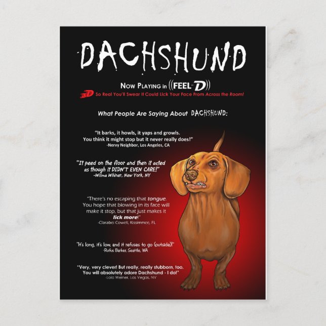 Dachshund i 3D Vykort (Framsida)