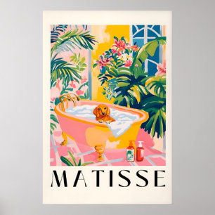 Dachshund i badkar konsttryck Matisse stil Poster