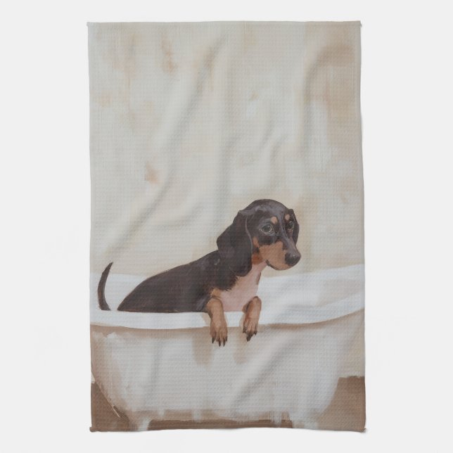 Dachshund i Bath Kökshandduk (Vertikal)