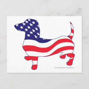 Dachshund i den amerikanska Flagga Vykort