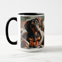 Dachshund i filt julkaffekopp