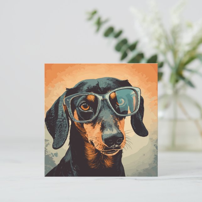 Dachshund i glasögon anteckningskort (Stående Fram)