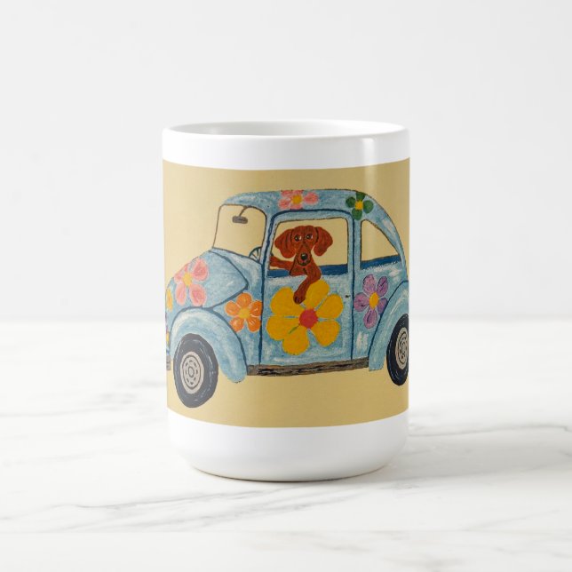 Dachshund i hippiebil  kaffemugg (Center)
