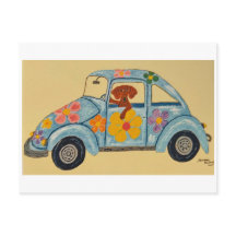 Dachshund i hippiebil