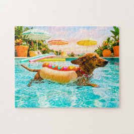 Dachshund i hotdog-kostym pussel