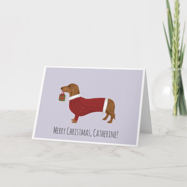 Dachshund i julens Jumper Helgkort (Framsida)