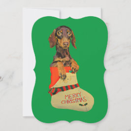 Dachshund i julklapp julkort