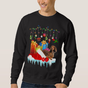 Dachshund i jultomten - lätt julklapp lång ärmad tröja