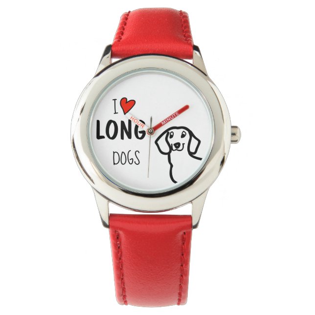 Dachshund I Kärlek Long Hundar Cute Funny Quote Armbandsur (Framsida)