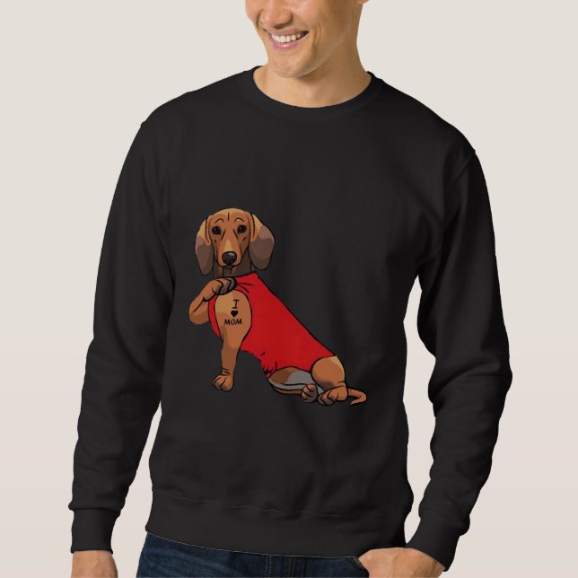 Dachshund I Kärlek Mamma Lång Ärmad Tröja (Framsida)