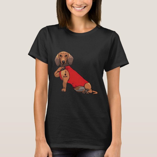 Dachshund I Kärlek Mamma T Shirt (Framsida)
