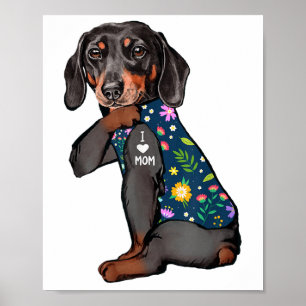 Dachshund I Kärlek Mamma Tattoblomma Rolig hund_1 Poster