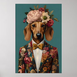 Dachshund i kostymaffisch, Dachshund-porträtt Poster