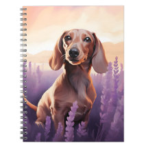 Dachshund i Lavender fält
