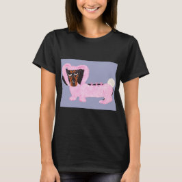 Dachshund i luddigt rosa kanin kostym t shirt