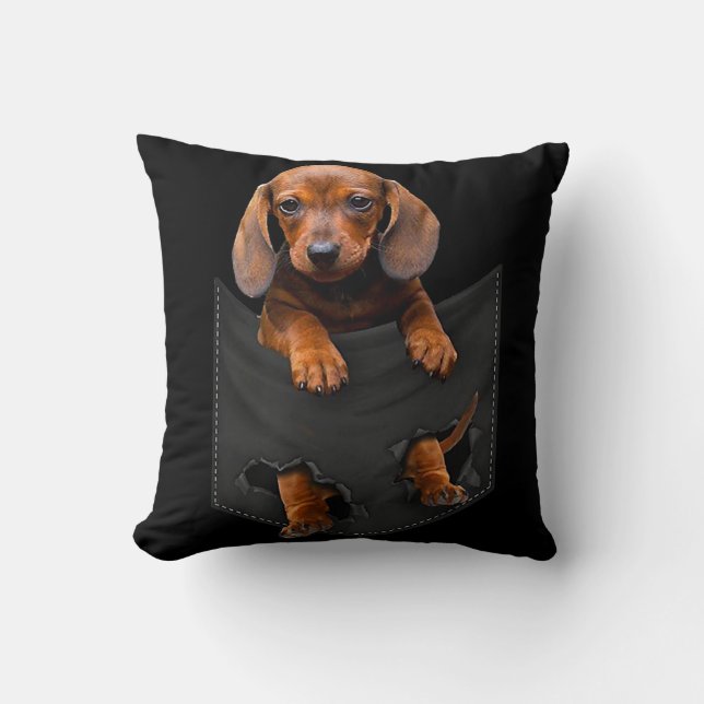 Dachshund i min pocket Dachshund Weiner Hund Gift Kudde (Framsida)