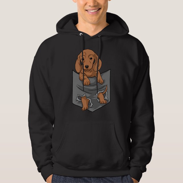 Dachshund i min Pocket Weiner Hund Puppy Manar Wom Hoodie (Framsida)