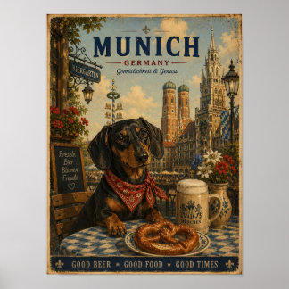 Dachshund i München Vintage Reseposter Poster