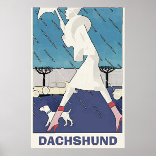 Dachshund i Rain Poster