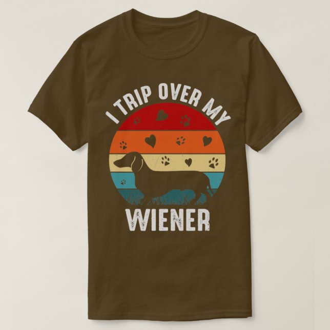 Dachshund I Resa över min Wiener Hund Funny Retro T Shirt (Design framsida)