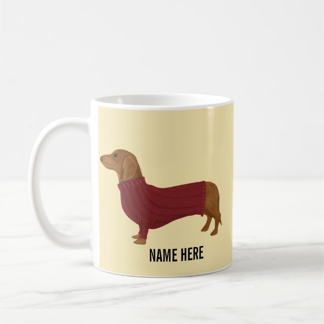 Dachshund i rött sötningsmedel kaffemugg (Vänster)