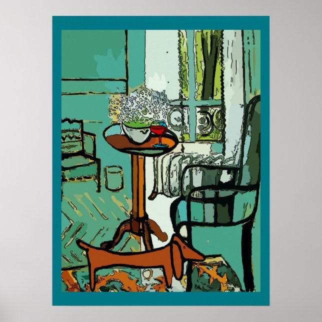 Dachshund i sängrum poster (Framsidan)