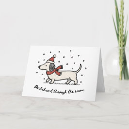 Dachshund i snö - rolig julkort helgkort