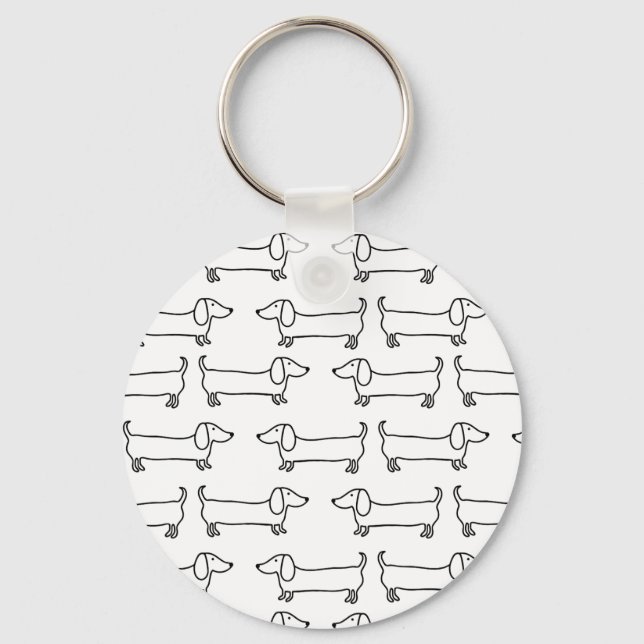 Dachshund i svart-vitt nyckelring (Framsida)
