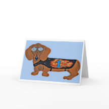 Dachshund i tävlingsjacka Platt Notkort