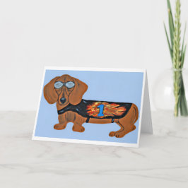 Dachshund i tävlingsjacka Platt Notkort Kort