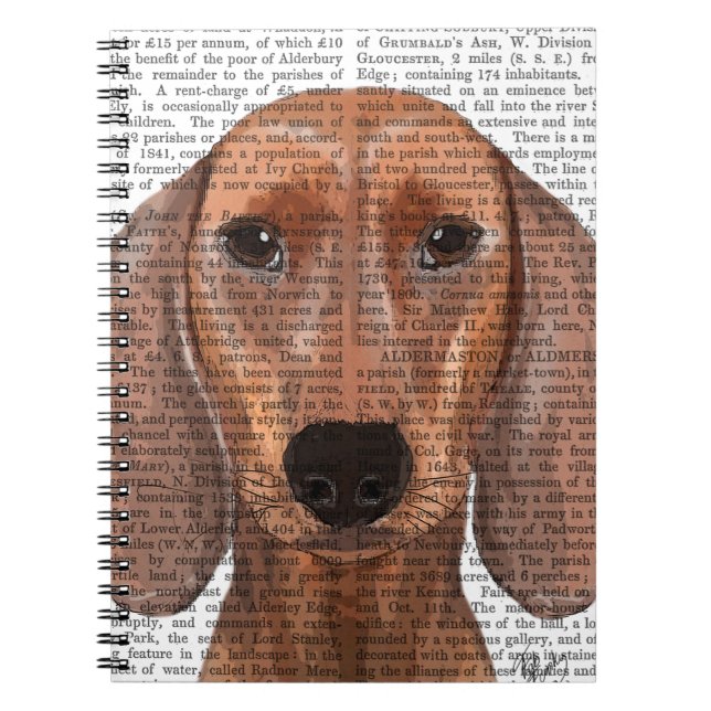 Dachshund Illustration Plain Anteckningsbok Med Spiral (Framsidan)