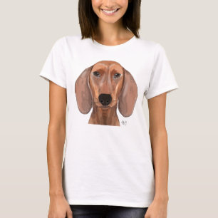 Dachshund Illustration Plain Tee Shirt