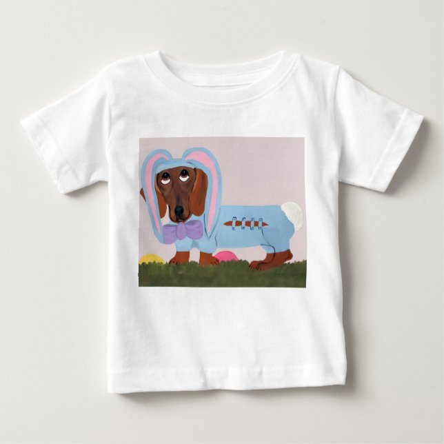 Dachshund in bunny costume t shirt (Framsida)