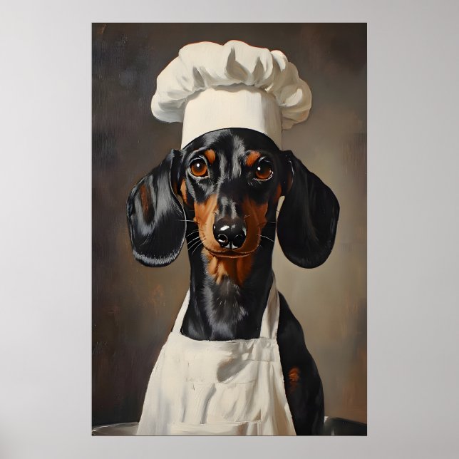 Dachshund In Chefs Hat Poster, Pet Poster (Framsidan)
