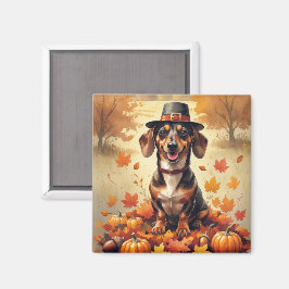 Dachshund in Höst löv Thanksgiving Art Magnet