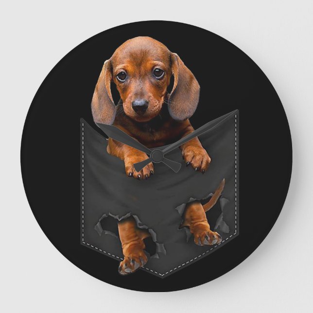 Dachshund in my Pocket Dachshund Weiner Hund Gift Stor Klocka (Framsida)