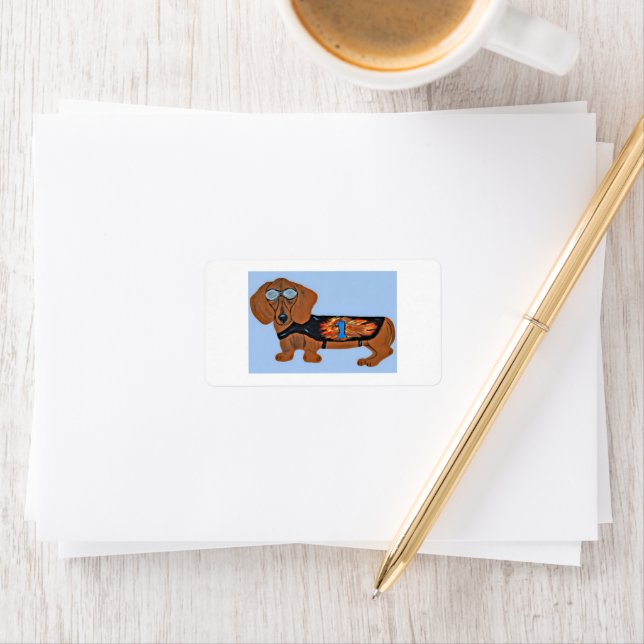 Dachshund in Racing Jacket  Adressetikett (Insitu)