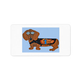 Dachshund in Racing Jacket  Adressetikett