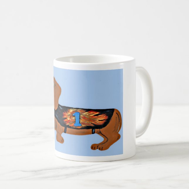 Dachshund in Racing Jacket Mug Kaffemugg (Framsida höger)