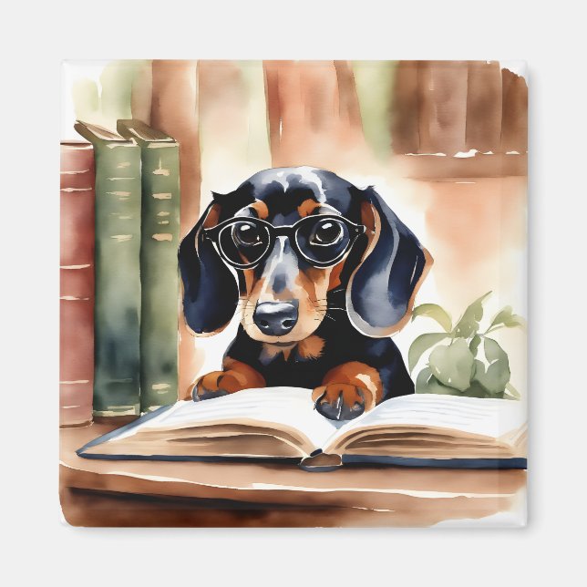 Dachshund in Watercolor Art Art Magnet (Framsidan)