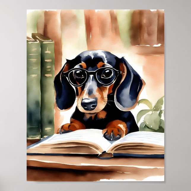 Dachshund in Watercolor Art Art Poster (Framsidan)